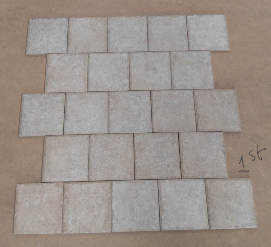 Stone Grey Ivory Ceramic Bevelled Textured Wall Tiles - 10x10cm (Box=0.88m2)