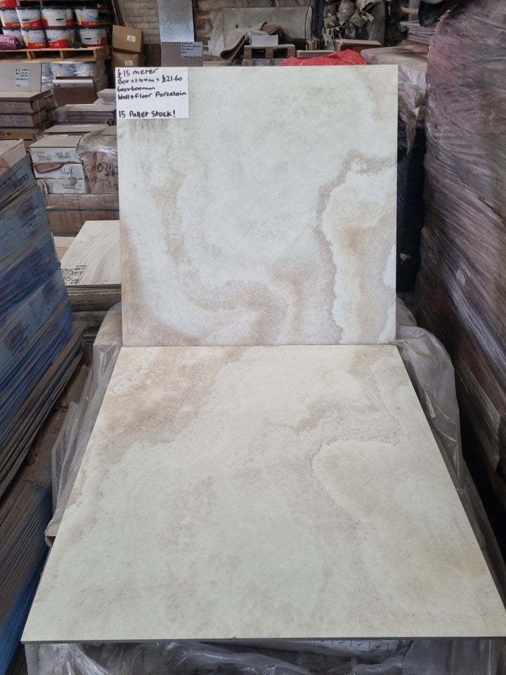 Beige Gold Porcelain Floor +Tile - 600x600mm - Price Per Box (1.44m2)