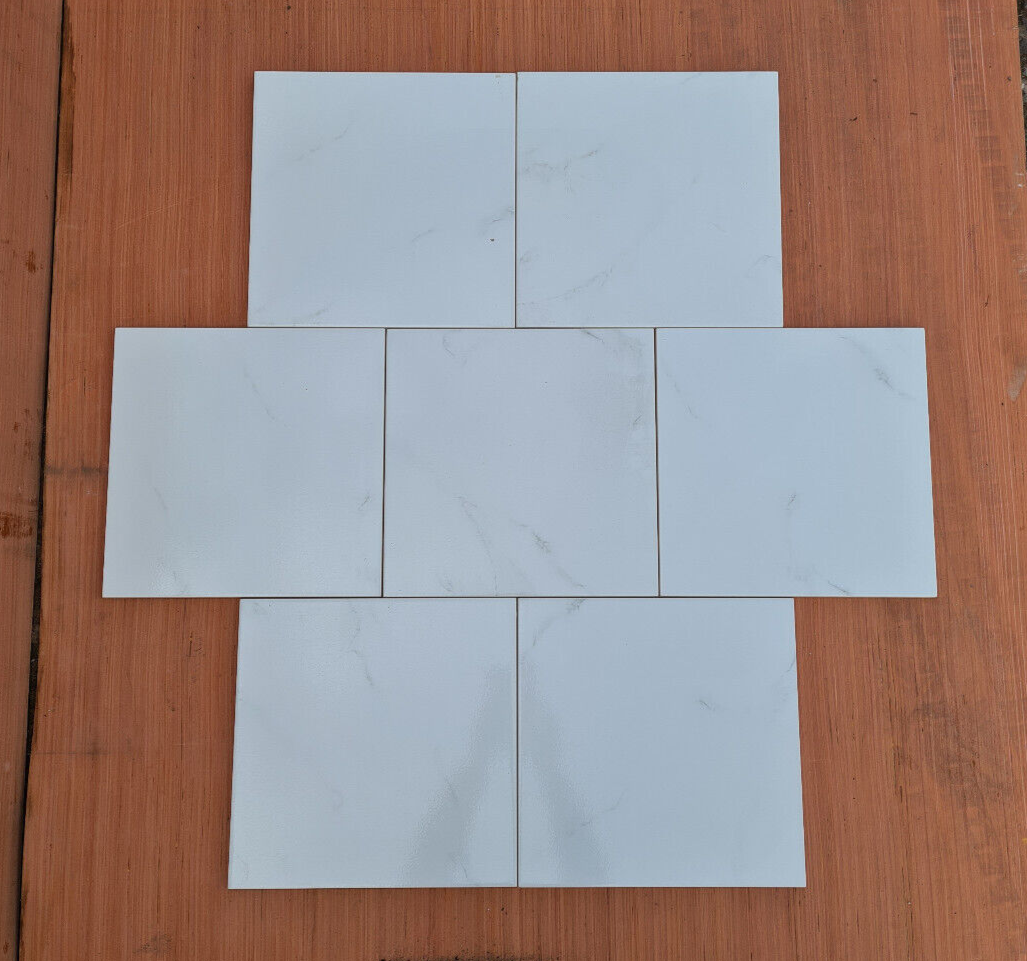 White Marble Effect Ceramic Floor + Wall Tile - 333x333mm (Box=1m2)