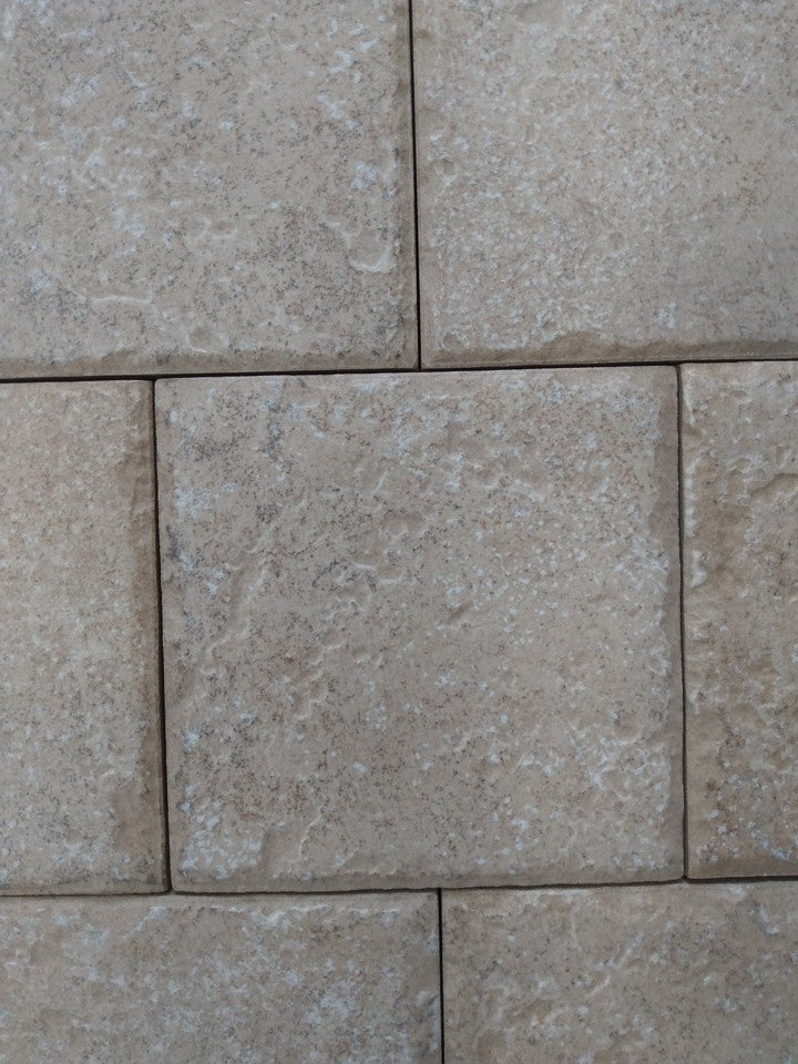 Stone Grey Ivory Ceramic Bevelled Textured Wall Tiles - 10x10cm (Box=0.88m2)