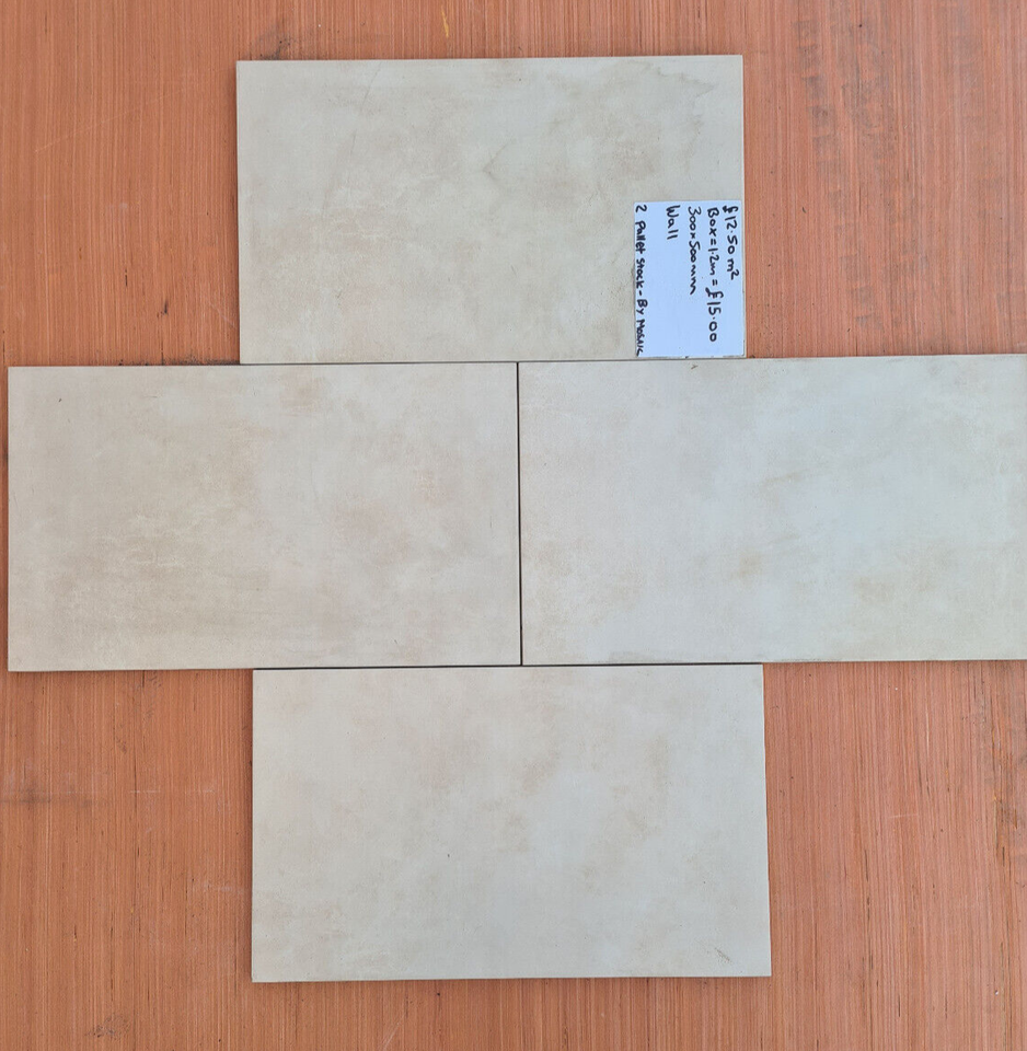 Beige Cream Ceramic Wall Tile - 500x300mm (Box = 1.2m2)