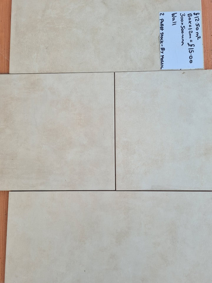 Beige Cream Ceramic Wall Tile - 500x300mm (Box = 1.2m2)