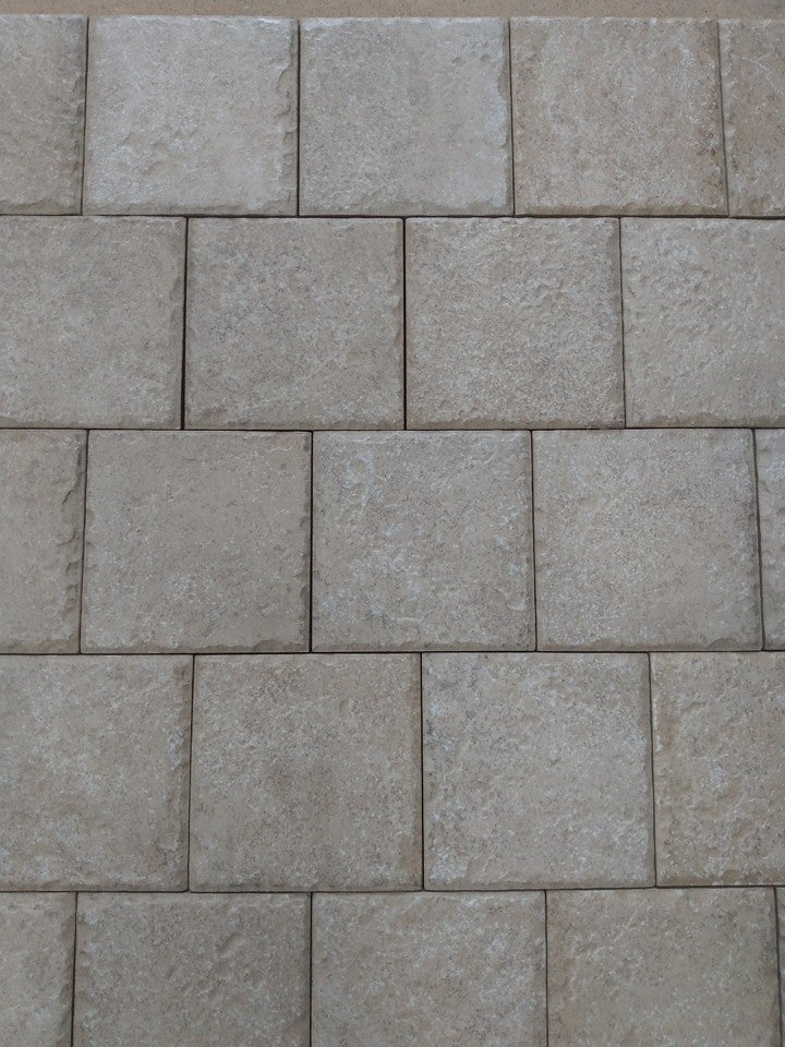 Stone Grey Ivory Ceramic Bevelled Textured Wall Tiles - 10x10cm (Box=0.88m2)