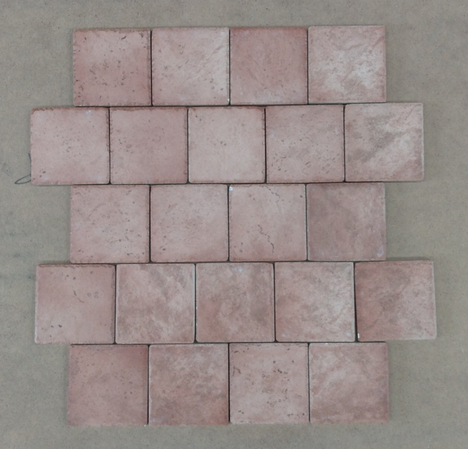 Red Pink Ceramic Bevelled Textured Wall Tiles - 10x10cm - Price Per Box (0.76m2)