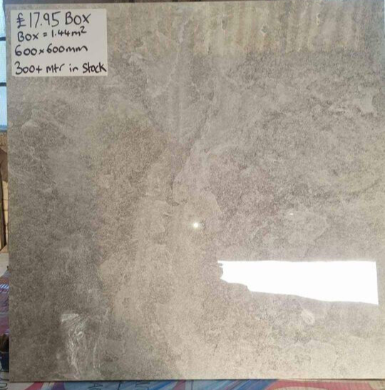 Porcelain Grey Floor + Wall Tiles - 600x600mm