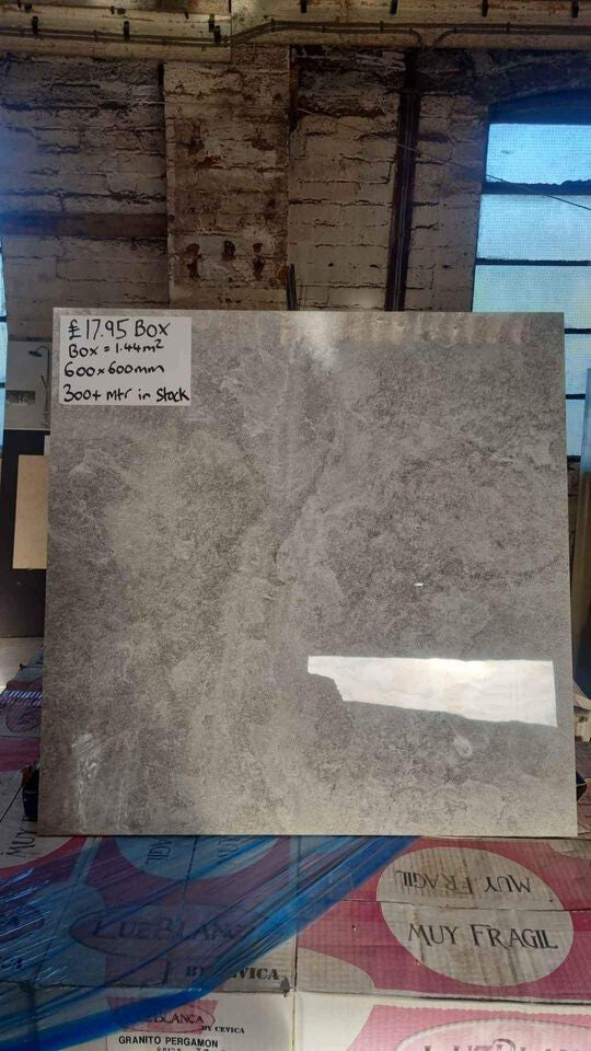 Porcelain Grey Floor + Wall Tiles - 600x600mm