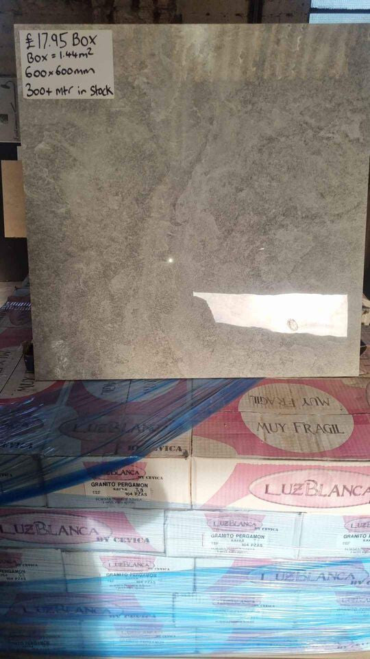 Porcelain Grey Floor + Wall Tiles - 600x600mm