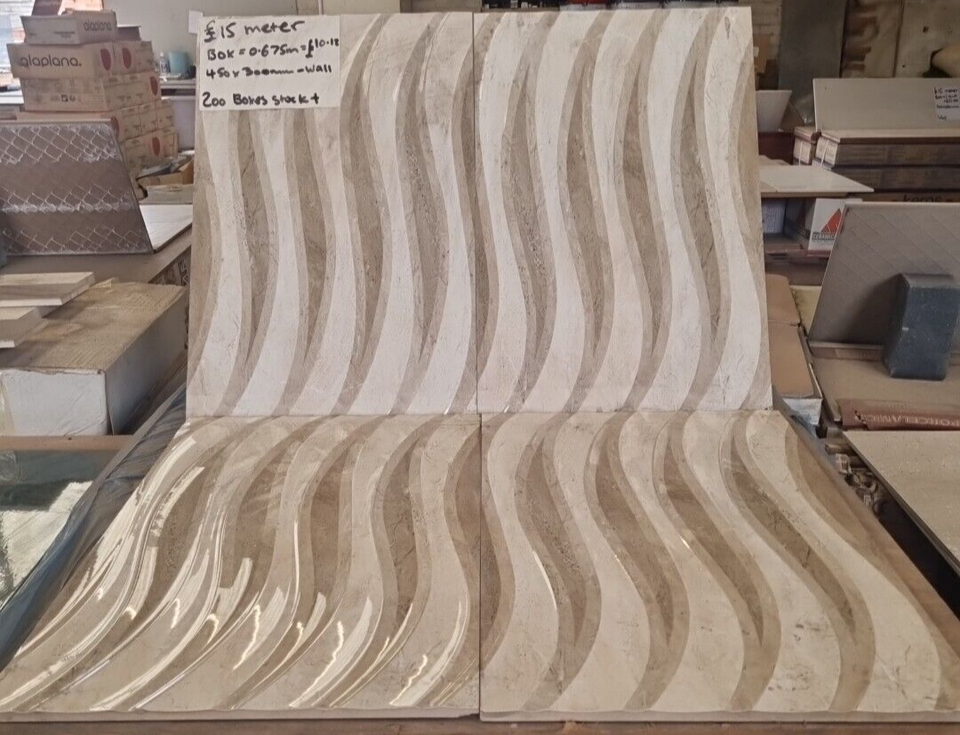 Beige Ceramic Wall Tile - 450x300mm - Price Per Box (0.675m2)
