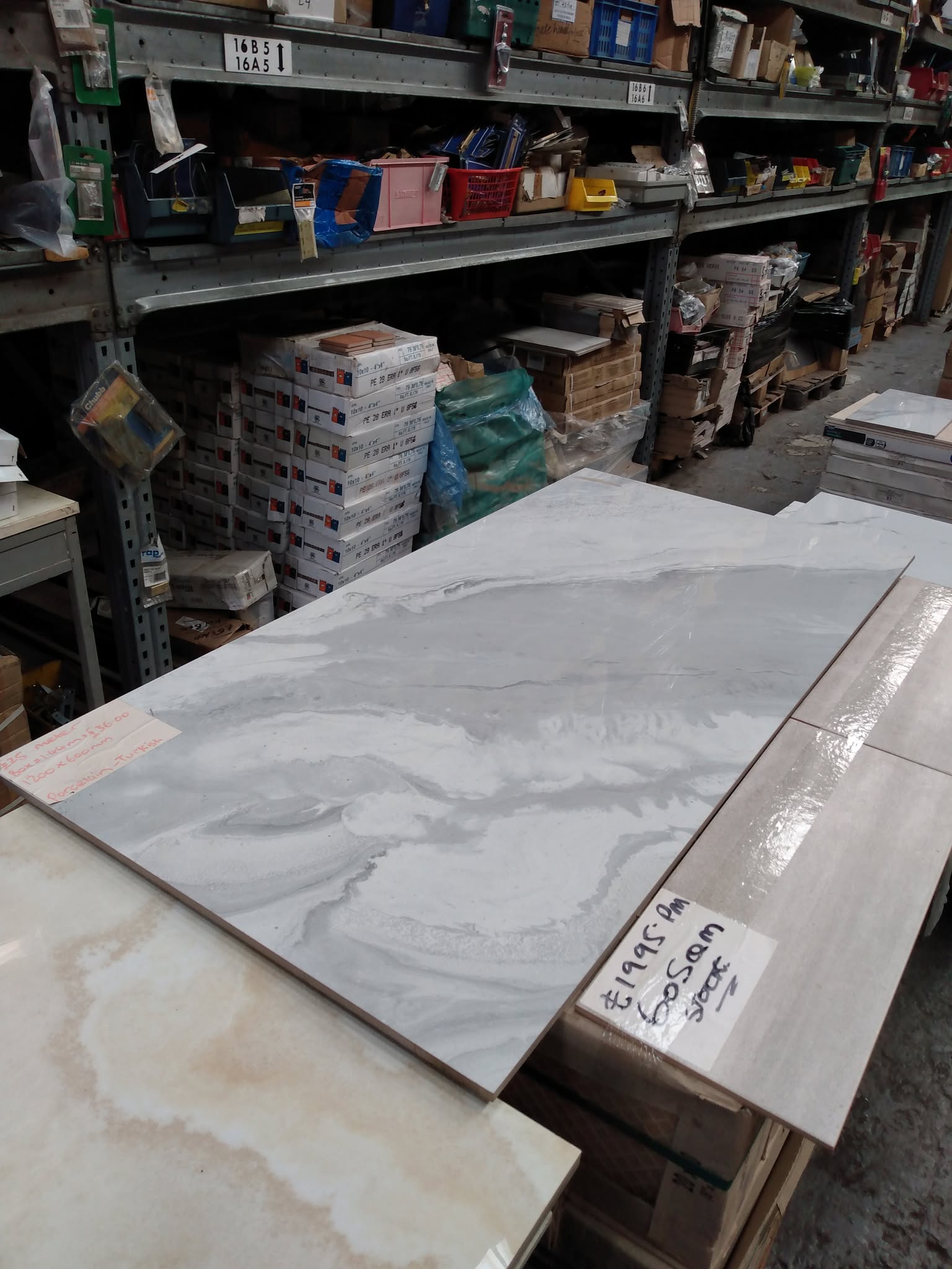 White + Grey Marble Effect Floor/Wall Porcelain 1200x600mm Tile