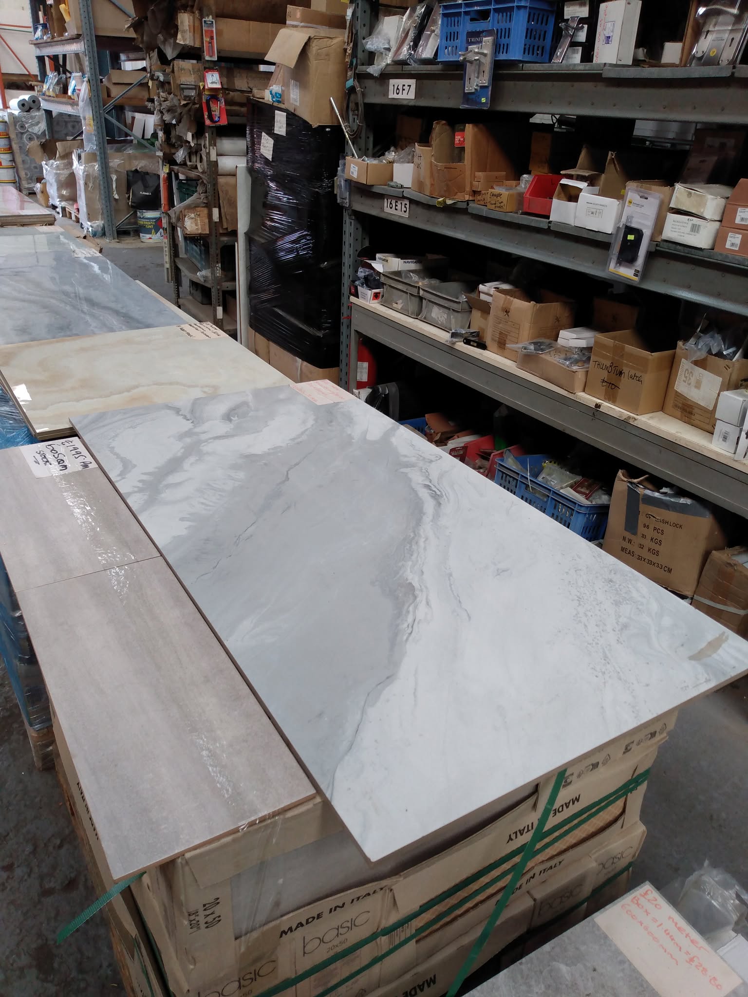 White + Grey Marble Effect Floor/Wall Porcelain 1200x600mm Tile